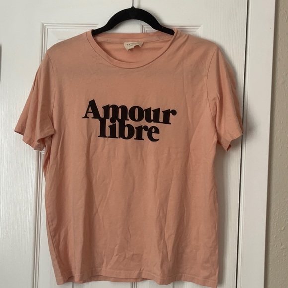 Sezane Tops - Sezane T-shirt- Pink “Amour Libre”